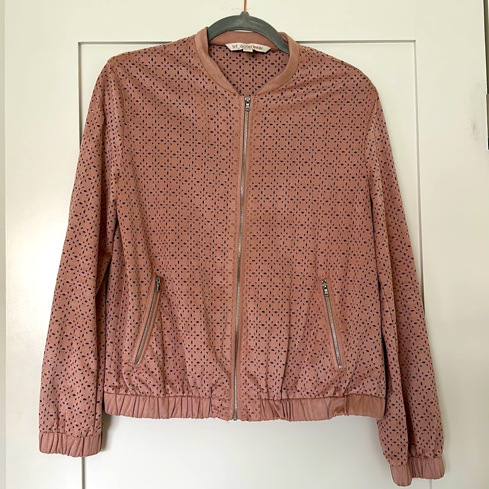 Pink Suede Bomber Jacket